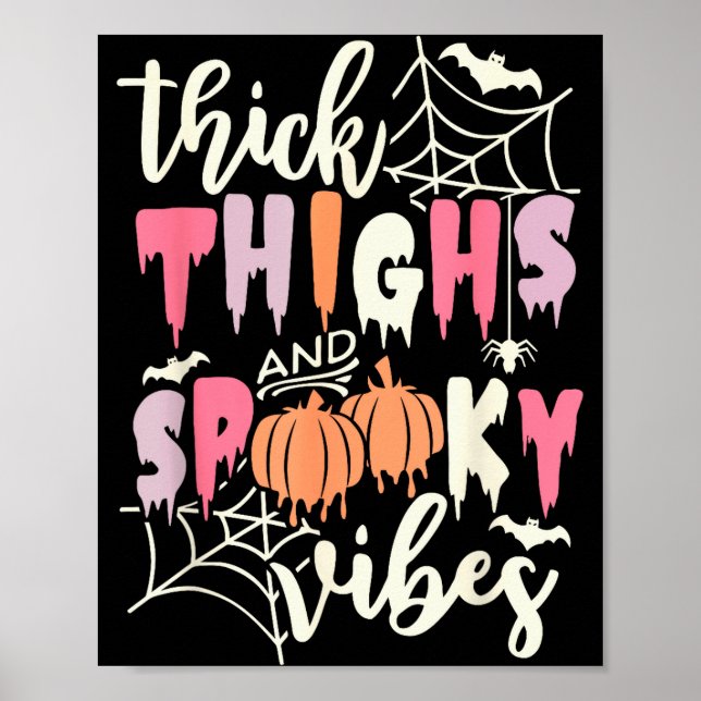 Poster Thick Thighs And Soky Vibes Retro Groovy Halloween (Frente)