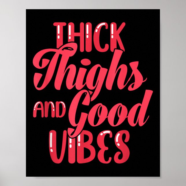 Poster Thick Thighs Fun Tee For Fat Persons - Black, Plus (Frente)