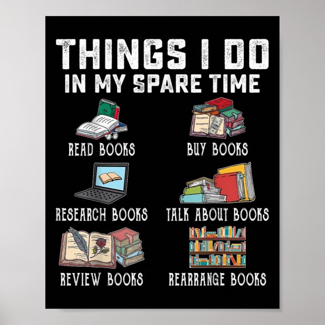 Poster Things I Do In My Spare Time Read Books Buy Books  (Frente)