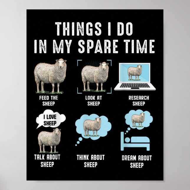 Poster Things I Do In My Spare Time Sheeps Funny Sheep  (Frente)