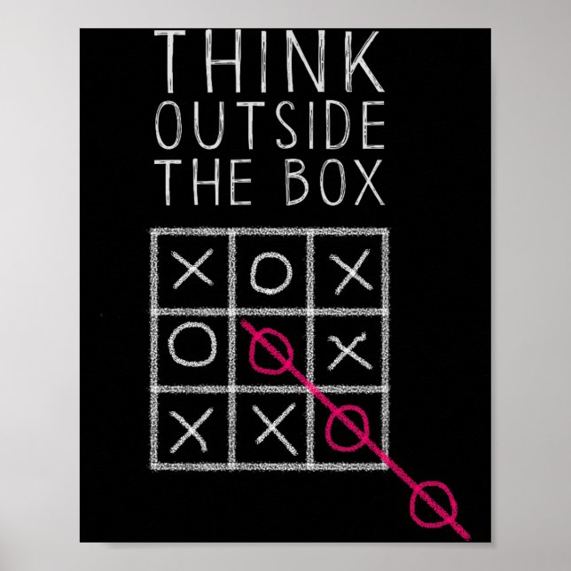 Poster Think Outside The Box _ Tic Tac Toe _ Funny Sy Ner (Frente)