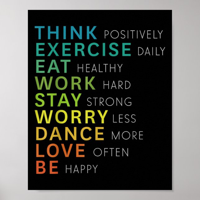 Poster Think Sitive Affirmation Insrational Motivational  (Frente)