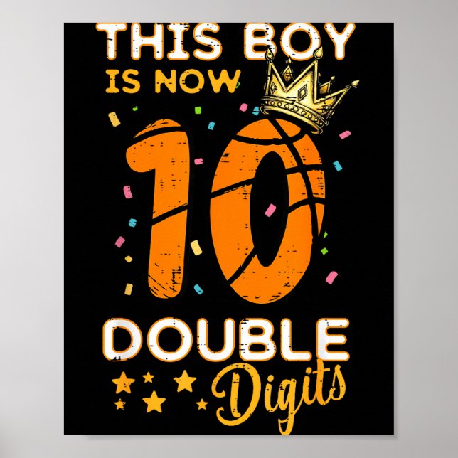 Poster This Boy Now 10 Double Digits Crown 10th Birthday  (Frente)