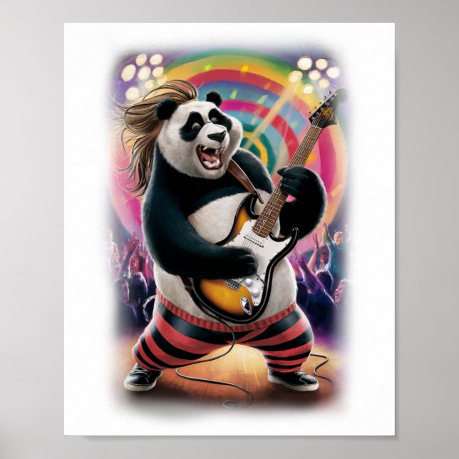 Poster This Funny Panda is having Fun playing Rock on a (Frente)