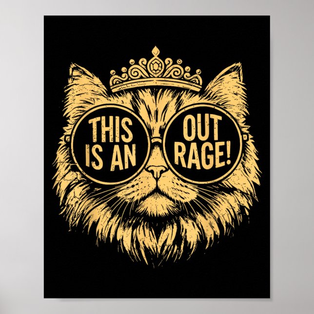 Poster This Is An Outrage Cat Meme Funny Sarcastic Quote  (Frente)