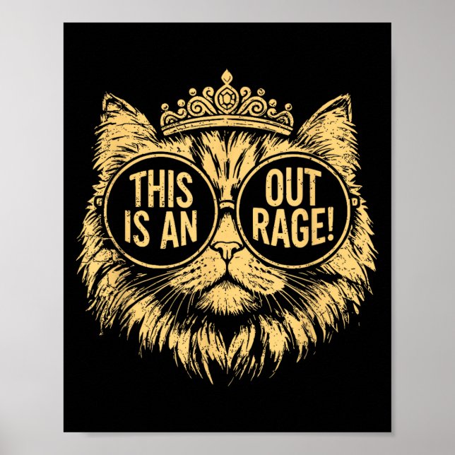 Poster This Is An Outrage Funny Princess Cat Donut Gold W (Frente)