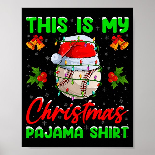 Poster This Is My Baseball Christmas Pajamas Funny Baseba (Frente)