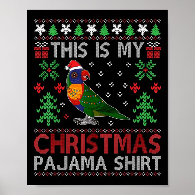 Poster This Is My Christmas Pajama Costume Rainbow Lorike (Frente)