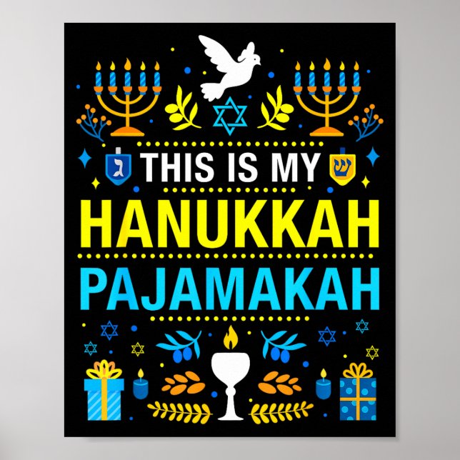 Poster This Is My Hanukkah Pajamakah For Jewish Christmas (Frente)