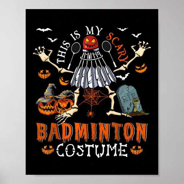 Poster This Is My Scary Badminton Costume Halloween Skele (Frente)