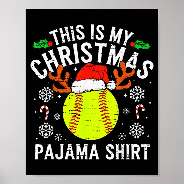 Poster This Is My Softball Christmas Pajama Shirt Srt Men (Frente)