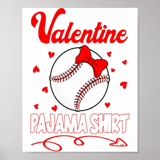 Poster This Is My Valentines Baseball Pajama For Kids Boy (Frente)