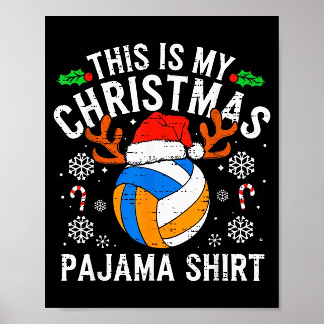 Poster This Is My Volleyball Christmas Pajama Shirt Men B (Frente)