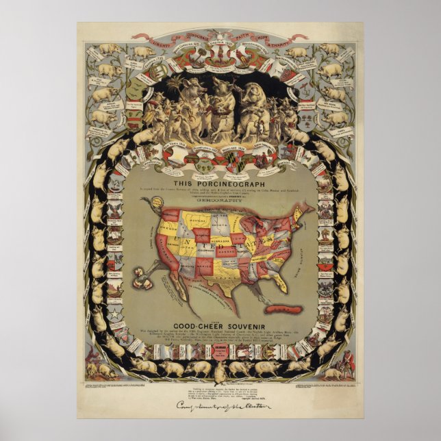 Poster "This Porcineograph" (Forbes) 1876 BigMapBlog.com (Frente)