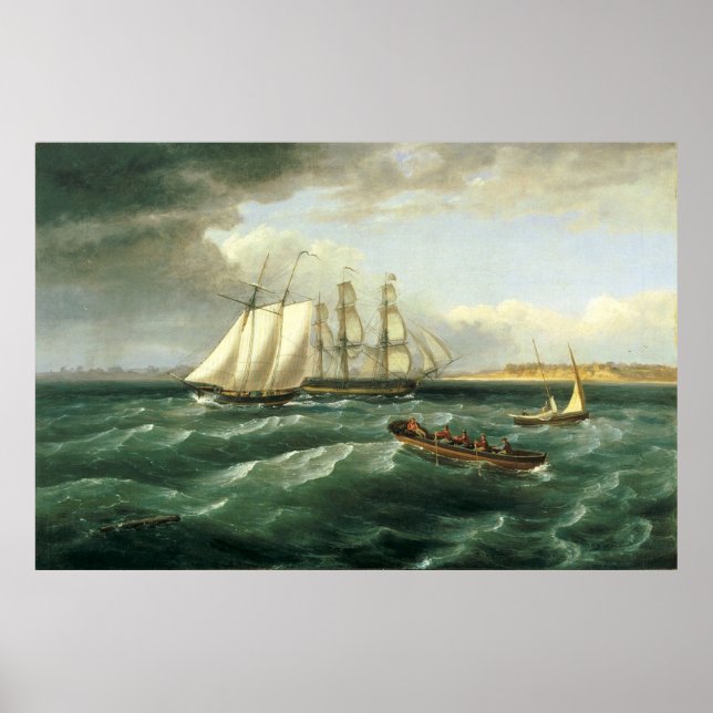 Poster Thomas Birch / Boca do Delaware, 1828 / (Frente)