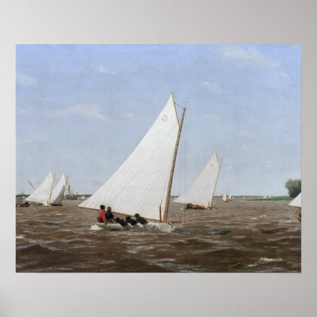 Pôster Thomas Eakins - Caça de veleiros no Delaware (Frente)