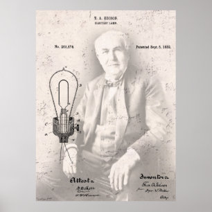 Poster THOMAS EDISON e a SUA FAMOSA PATENTE LÂMPADA
