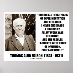Poster Thomas Edison Resulta Invenção Pura Citação Simple