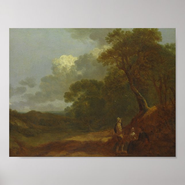Poster Thomas Gainsborough - Paisagem arborizada com um H (Frente)