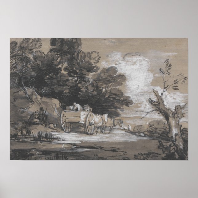 Poster Thomas Gainsborough - Paisagem Wooded (Frente)