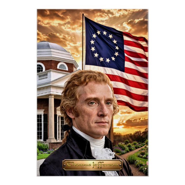 Pôster Thomas Jefferson: 3º Presidente dos EUA (Frente)
