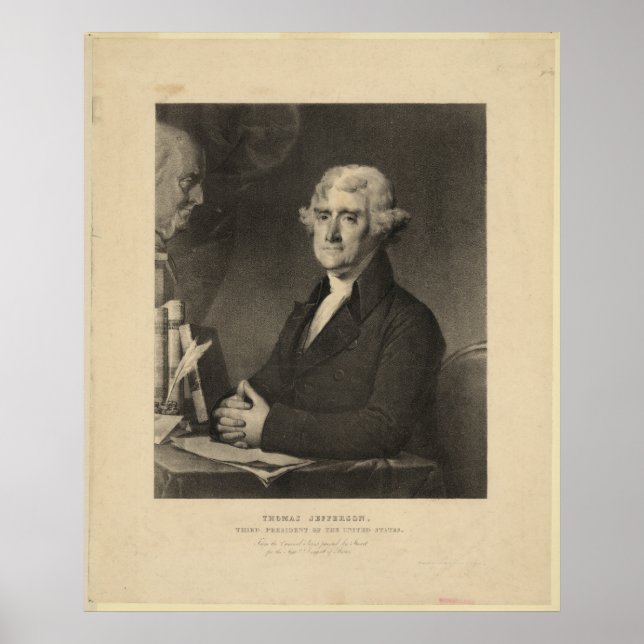 Pôster THOMAS JEFFERSON 3º presidente dos EUA, Lithograph (Frente)