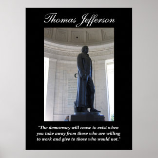 Pôster Thomas Jefferson "A democracia vai parar..."