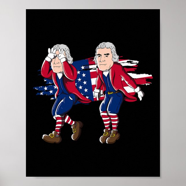 Poster Thomas Jefferson Griddy American Flag 4 De Julho (Frente)