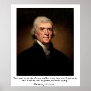 Poster Thomas Jefferson sobre o Estado e a Religião