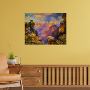 Poster Thomas Moran art, Grand Canyon com arco-íris