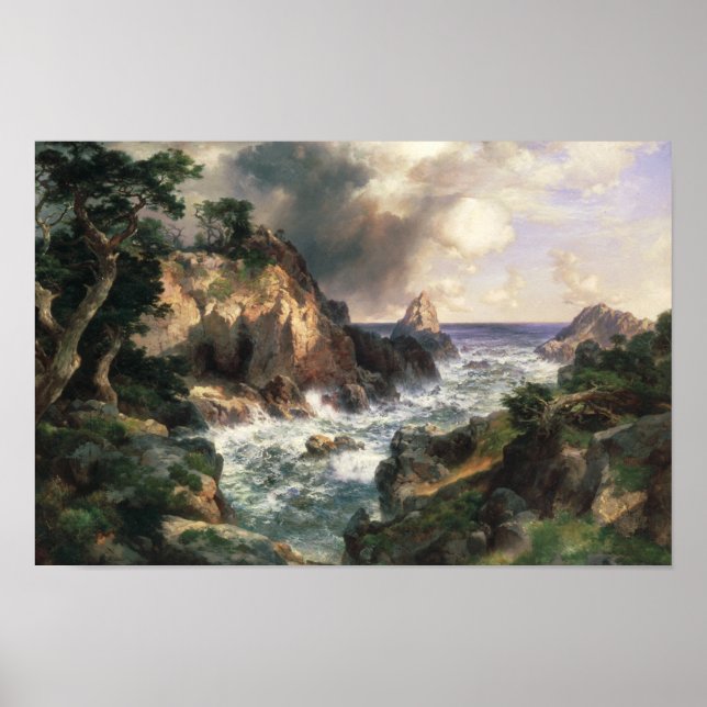 Pôster Thomas Moran - Point Lobos, Monterey, Califórnia (Frente)