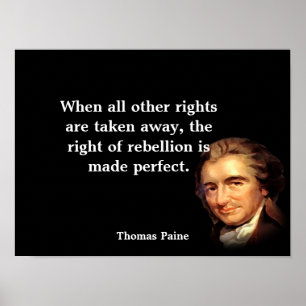 Poster Thomas Paine Cita O Direito De Rebelião