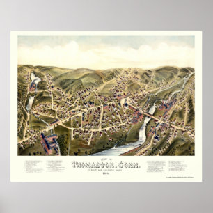 Poster Thomaston, mapa panorâmico do CT - 1879
