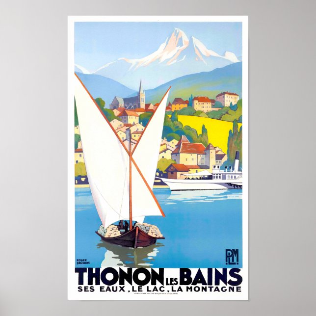 Poster Thonon Les Bains France vintage travel (Frente)