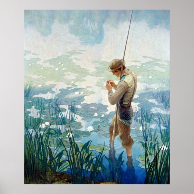 Poster Thoreau Fisheries em Walden Pond por N. C. Wyeth (Frente)