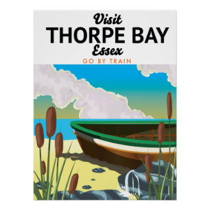 Pôster Thorpe Bay Essex poster de viagens à beira-mar.