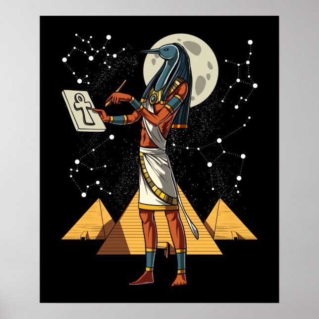 Poster Thoth egípcia Pirâmides Antigas de Deus (Frente)
