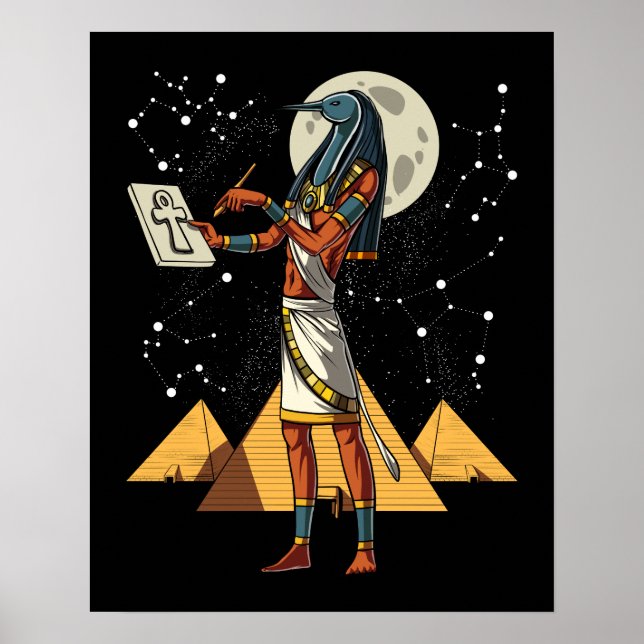 Poster Thoth Egyptian God Ancient Pyramids Mythology (Frente)