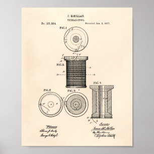 Pôster Thread Spool 1877 Patent Art Old Peper