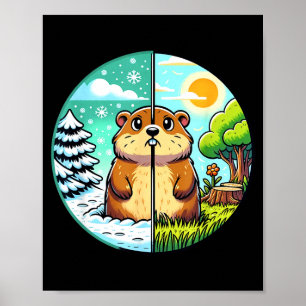 Poster Threadrock Inverno ou Primavera Dia do Groundhog,