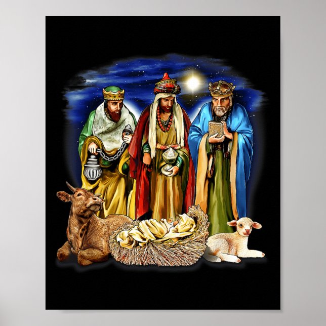 Poster Three Kings Shirt Nativity Scene Shirt Christmas S (Frente)