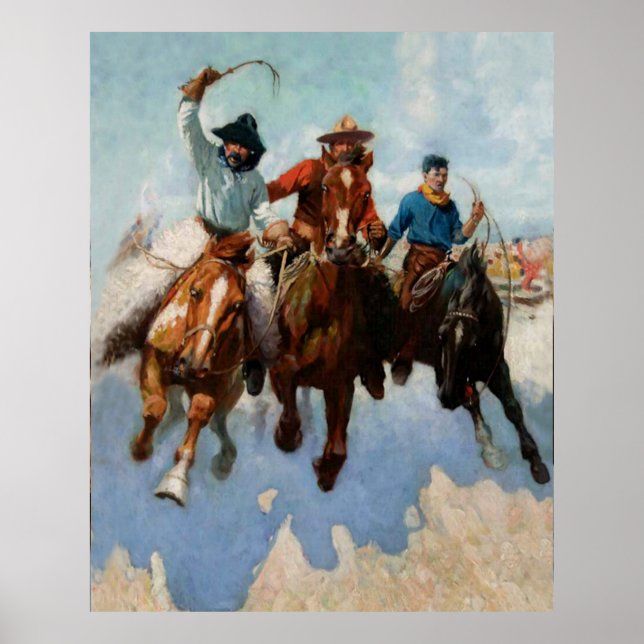 Poster "Three Montana Cowboys", por W Herbert Dunton (Frente)