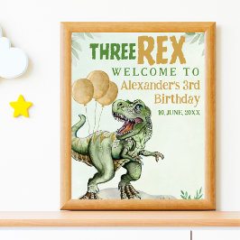 Poster Three Rex - Funny Birthday 3rd Boy Dinosaur