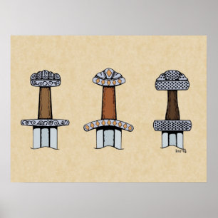 Pôster Three Viking Sword Hilts
