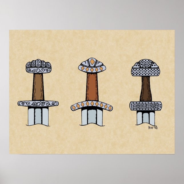Pôster Three Viking Sword Hilts (Frente)