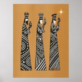 Poster Three Wise Men Black & White Christmas Nativity