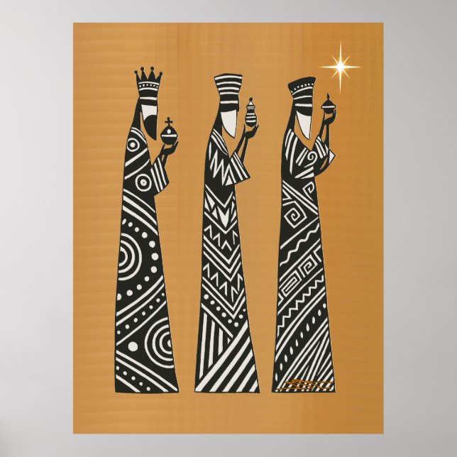 Poster Three Wise Men Black & White Christmas Nativity (Frente)