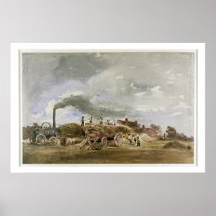 Pôster Threshing Corn (pencil & w/c on paper)