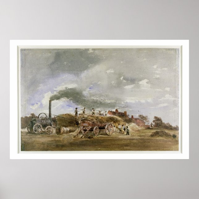 Pôster Threshing Corn (pencil & w/c on paper) (Frente)