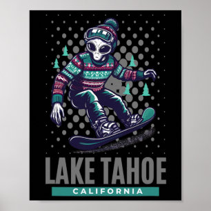 Poster Thrills Cósmicos - Snowboard Alienígena No Lago Ta
